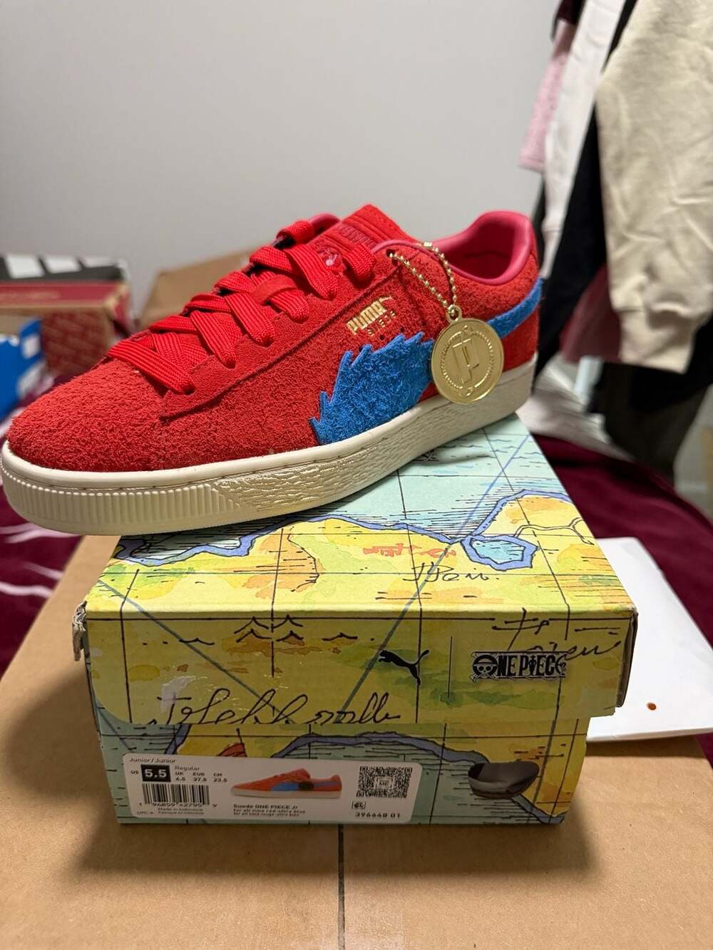 Puma x One Piece Suede Junior Sneakers - Buggy Red/Ultra Blue